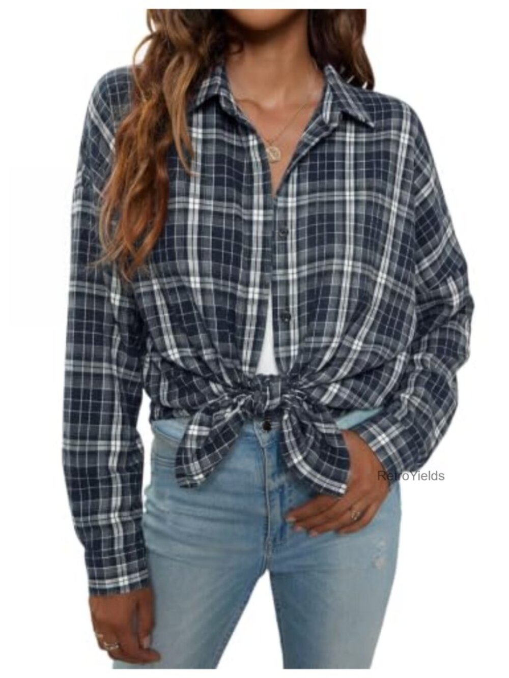 Womens Plaid Shacket Button Down Flannel Shirt Long Sleeve Oversized